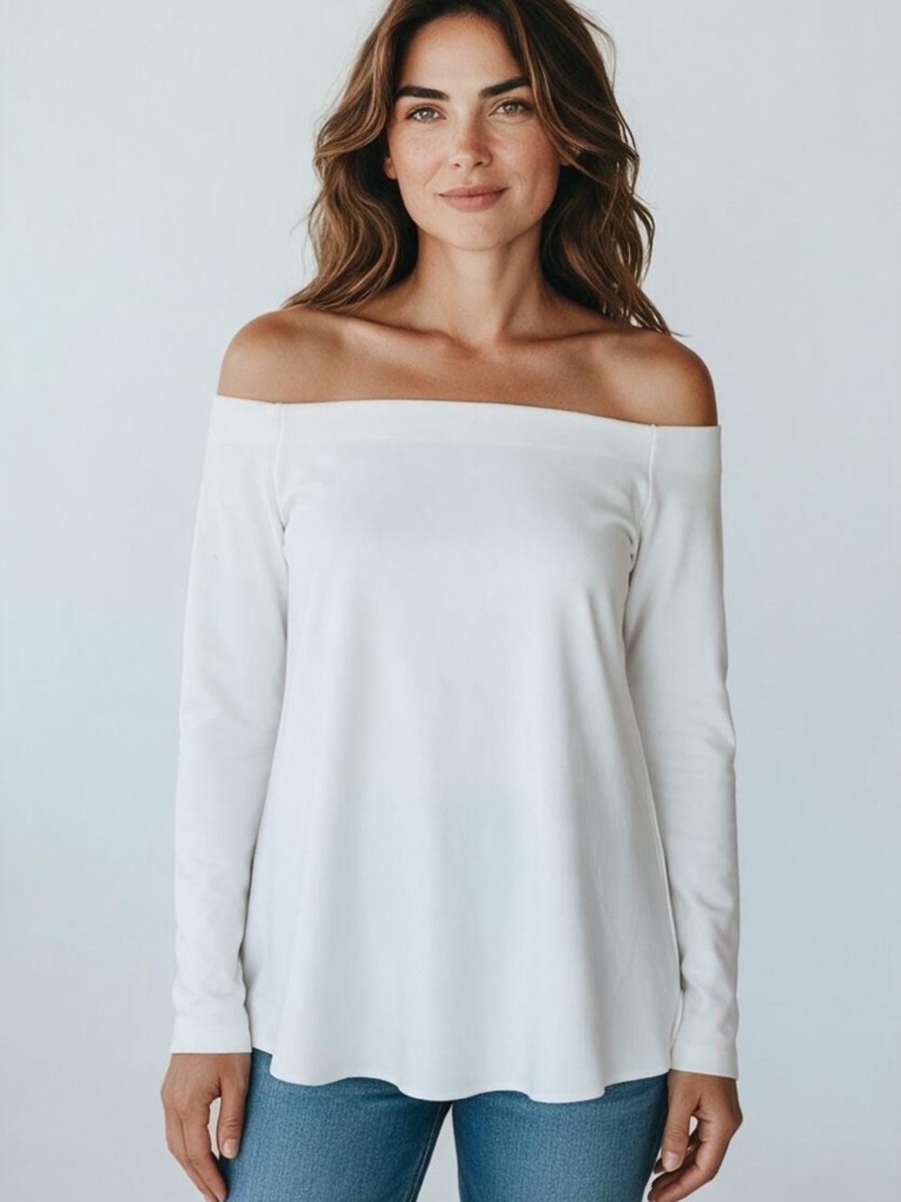 Tuckernuck Off-the-Shoulder Long Sleeve Top - White
